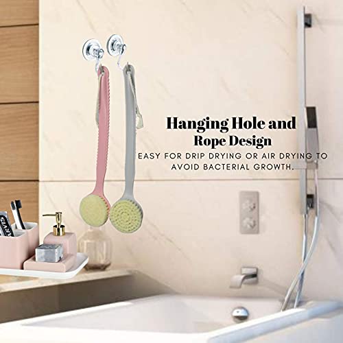 2Pack Back Shower Bath Brush for Elderly Body Cleaning Long Handle for Mens S...