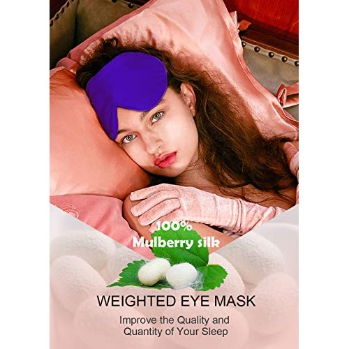 Silk Lavender Heated Eye Mask Weighted Sleep Pillow Microwave for Sleeping Ch...