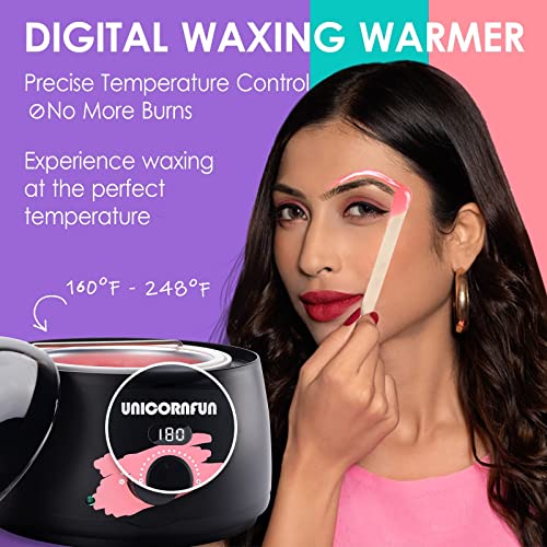 Unicornfun Wax Kit for Hair Removal - Digital Display Wax Warmer with 2.2LB R...