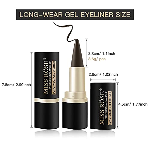 4 Color Gel Eyeliner, Cream Eyeliner Tool Smudge Proof and Waterproof Eyeline...