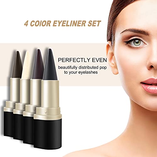 4 Color Gel Eyeliner, Cream Eyeliner Tool Smudge Proof and Waterproof Eyeline...