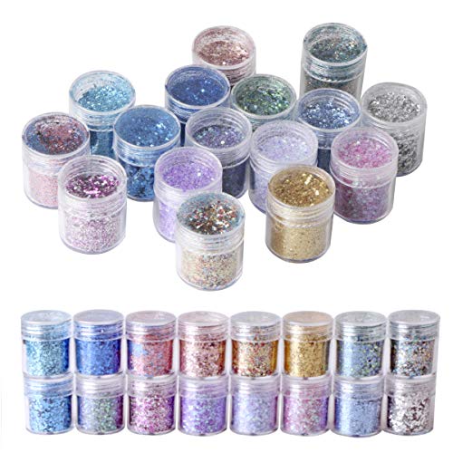 Unime Body Glitter 16 Colors Chunky Glitter for Body Face Hair Make Up Nail A...