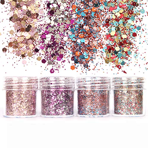 Unime Body Glitter 16 Colors Chunky Glitter for Body Face Hair Make Up Nail A...