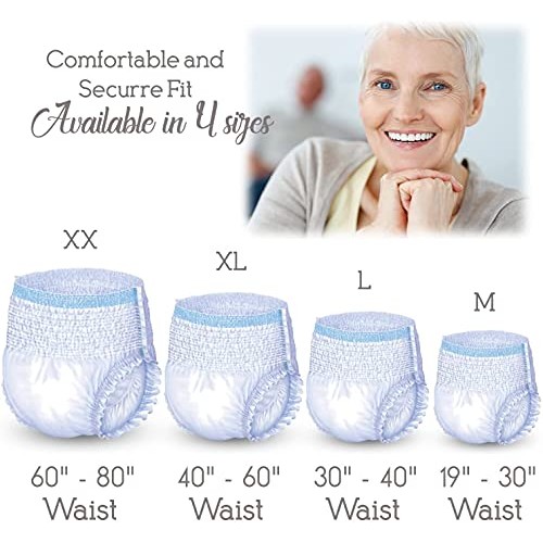 Unique Wellness Absorbent Underwear Case (Pull-Ups) Size Large (30"–40" Waist...
