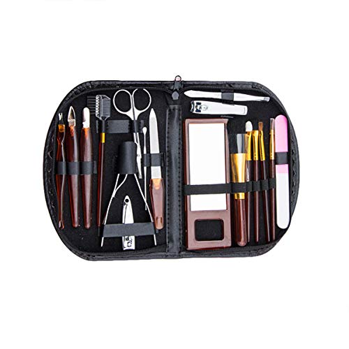 18pcs Makeup Brush Manicure Set Grooming Kit Nail Clippers Nail File Cuticle ...
