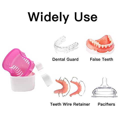 2 Packs Denture Bath Cases and 2 Packs Denture Cleaner Brushes kit, Portable ...