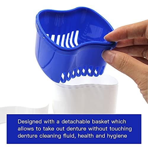 2 Packs Denture Bath Cases and 2 Packs Denture Cleaner Brushes kit, Portable ...