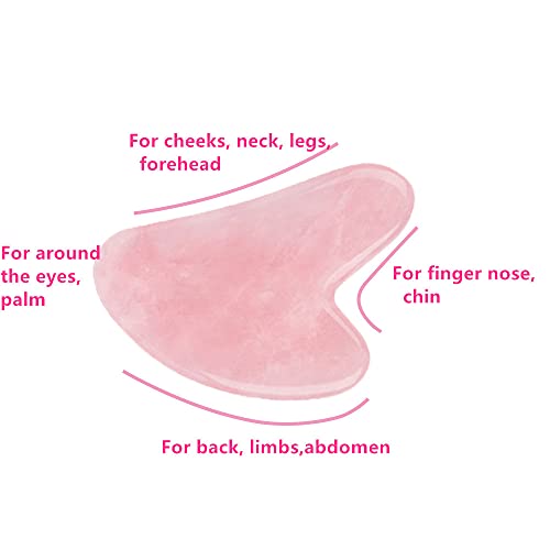 Gua Sha Massage Tool, Natural Jade Rose Quartz Gua Sha stone Pink Crystal Boa...