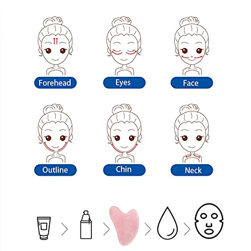 Gua Sha Massage Tool, Natural Jade Rose Quartz Gua Sha stone Pink Crystal Boa...