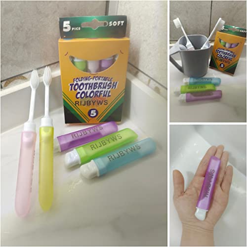 RIJBYWS 5PCS MINI Travel Tooth brushes, On Fhe Folding Tooth brushes, Does No...