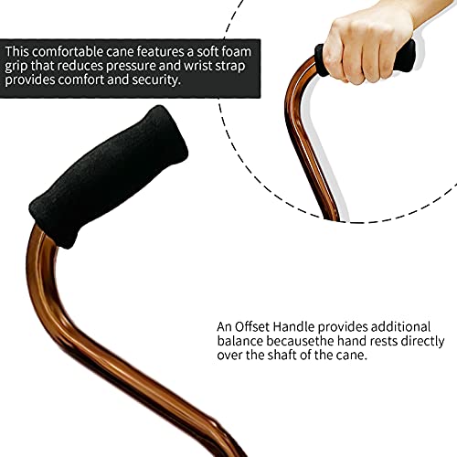 Quad Cane Adjustable Walking Cane with 4-Pronged Base Aid for Extra Stability...