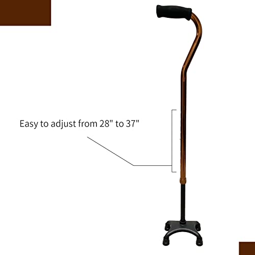 Quad Cane Adjustable Walking Cane with 4-Pronged Base Aid for Extra Stability...