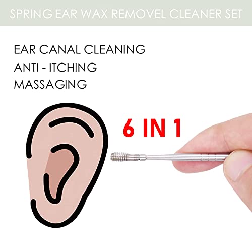 Ear Wax Removal Kit, 6Pcs Innovative Spring Earwax Cleaner Tool Set - Spiral ...