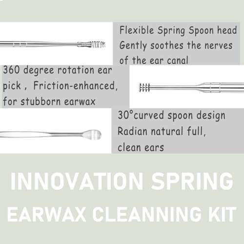 Ear Wax Removal Kit, 6Pcs Innovative Spring Earwax Cleaner Tool Set - Spiral ...