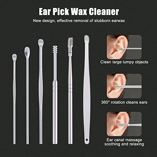 Ear Wax Removal Kit, 6Pcs Innovative Spring Earwax Cleaner Tool Set - Spiral ...