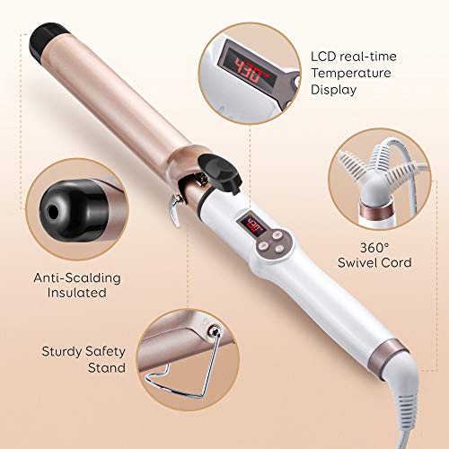 1.25 Inch Curling Iron Hair Curler with Ceramic Coating Barrel, Professional ...