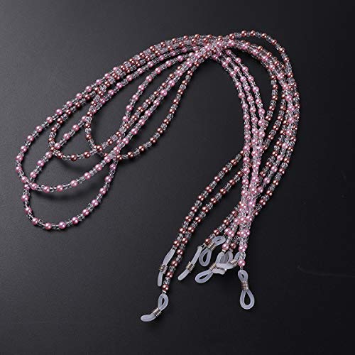 Uonlytech 4pcs String Beaded Eyeglasses Strap Fashion Eyeglass Chain Anti-sli...