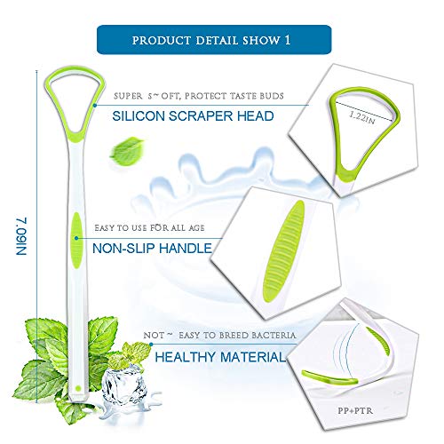 [Soft Silicon] 3PCS Tongue Scraper Cleaner, Oral Scrapers, Premium Sweeper Se...