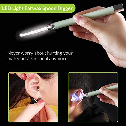 Uotowell Earwax Removal Kit-4 Types Tools, LED Light Ear Curette and Ear Wax ...