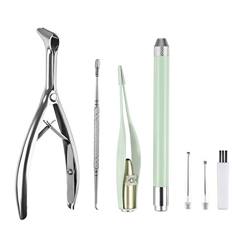 Uotowell Earwax Removal Kit-4 Types Tools, LED Light Ear Curette and Ear Wax ...