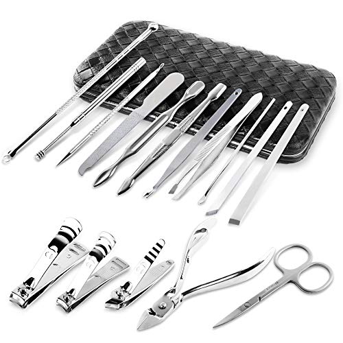 Manicure Pedicure Set Nail Clipper, UOWGA 17 Piece Stainless Steel Tools for ...