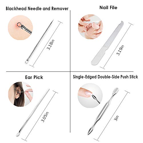 Manicure Pedicure Set Nail Clipper, UOWGA 17 Piece Stainless Steel Tools for ...