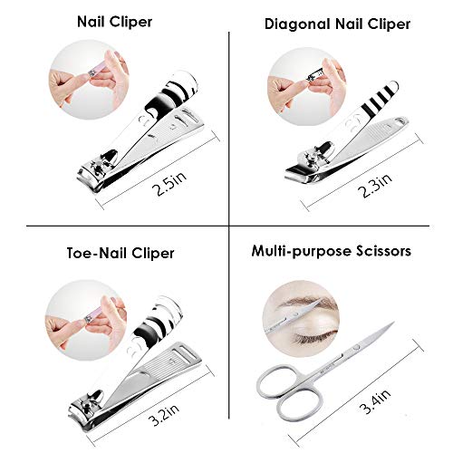 Manicure Pedicure Set Nail Clipper, UOWGA 17 Piece Stainless Steel Tools for ...