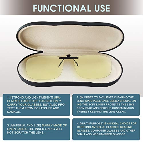UpaClaire Clip-on Glasses Case Slim Hard Shell Ultra-light Retro Flat Glasses...
