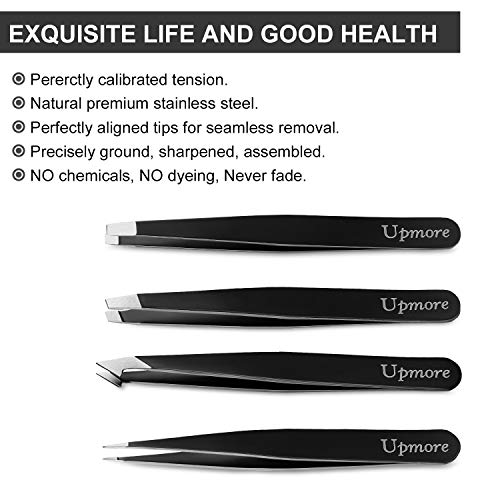 Tweezers Precision Set for Women and Men - 4 Pack Upmore Eyebrow Tweezers Set...