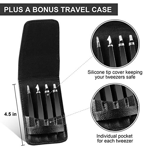 Tweezers Precision Set for Women and Men - 4 Pack Upmore Eyebrow Tweezers Set...