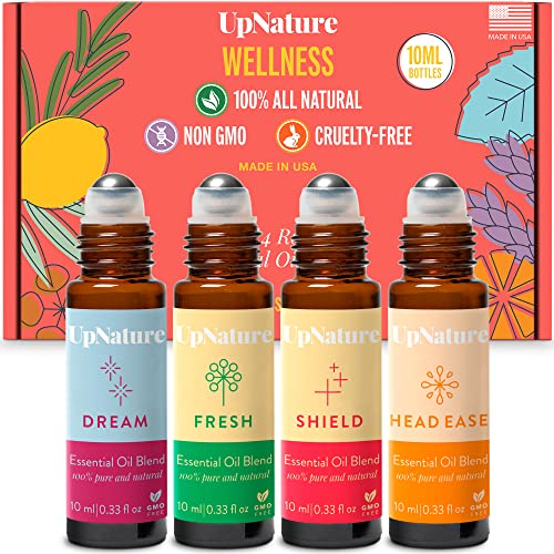 Wellness Essential Oil Roll On Gift Set - Relaxation Gifts for Women & Men - ...