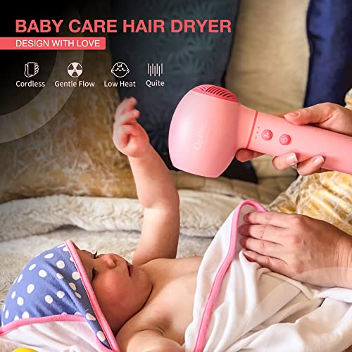 UpPro Gentle Cordless Low Heat/Speed Baby Hair Dryer for Infant, Mini Hair Dr...