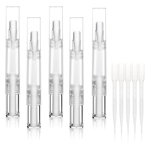 5 pack 5ml Transparent Twist Pen for Cuticle Oil Applicator, Empty Nail Oil P...