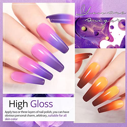 UR SUGAR Color Changing Gel Nail Polish, 6 Pcs Mood Changing Thermal Gel Nail...