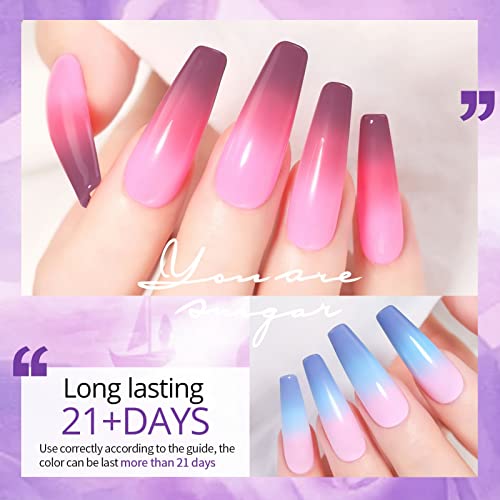 UR SUGAR Color Changing Gel Nail Polish, 6 Pcs Mood Changing Thermal Gel Nail...