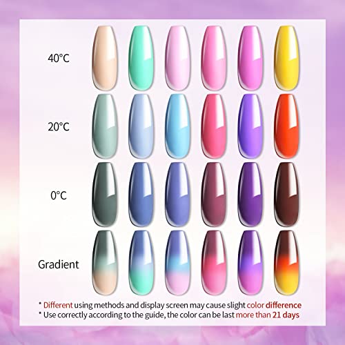 UR SUGAR Color Changing Gel Nail Polish, 6 Pcs Mood Changing Thermal Gel Nail...