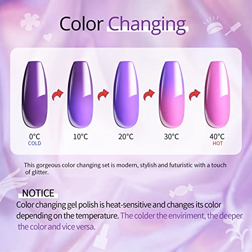 UR SUGAR Color Changing Gel Nail Polish, 6 Pcs Mood Changing Thermal Gel Nail...