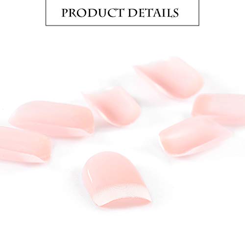Uranian French Medium Press on Nails Nude Square Fake Nails Glossy Full Cover...