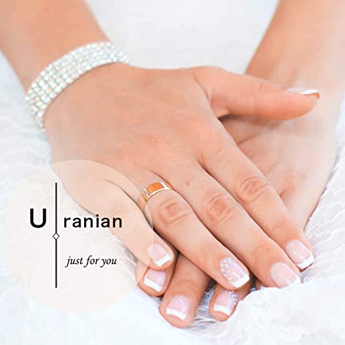 Uranian French Medium Press on Nails Nude Square Fake Nails Glossy Full Cover...