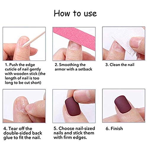 Uranian French Medium Press on Nails Nude Square Fake Nails Glossy Full Cover...