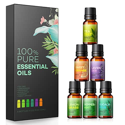 Essential Oils, Top 6*10ml Essential Oil Set, Pure Aromatherapy Oils Kit, Lav...