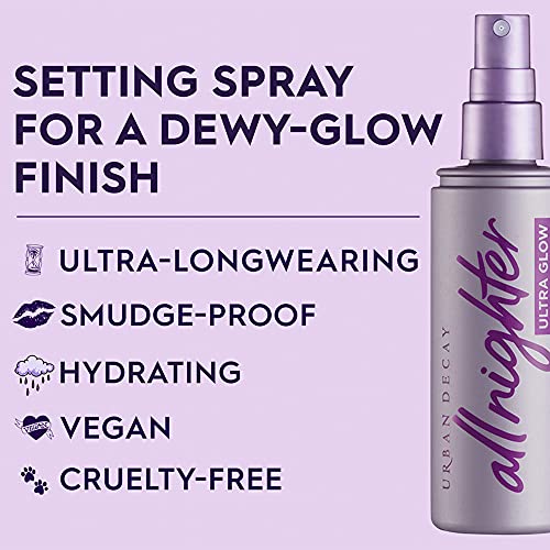 Urban Decay All Nighter Ultra Glow Makeup Setting Spray - Makeup Finishing Sp...