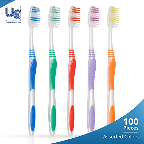 100 Bulk toothbrushes Individually Wrapped Medium Bristle Full Head Oral-Care...