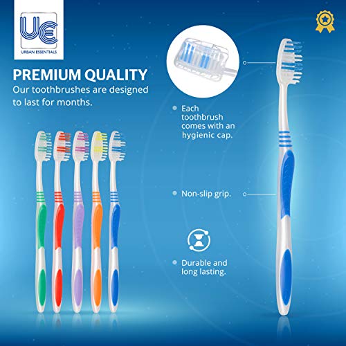 100 Bulk toothbrushes Individually Wrapped Medium Bristle Full Head Oral-Care...
