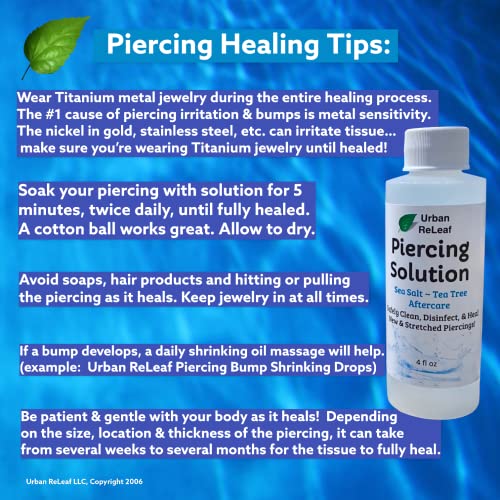 Urban ReLeaf Piercing Solution ! Healing Sea Salts & Tea Tree AFTERCARE 4 oz,...