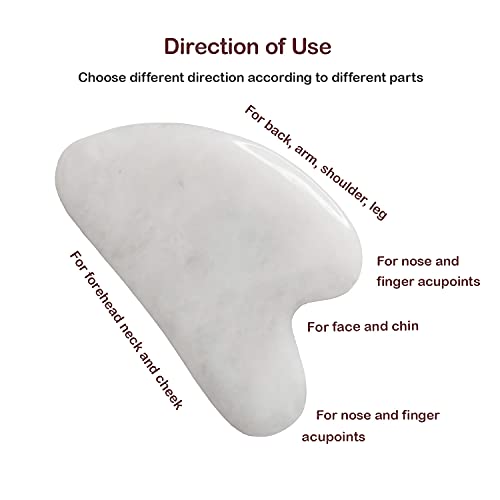 Gua Sha Jade Facial Tool, Grade A Natural Stone Guasha for Face Body SPA Acup...