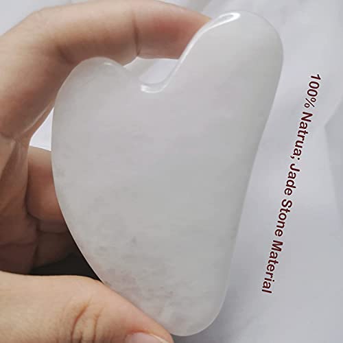 Gua Sha Jade Facial Tool, Grade A Natural Stone Guasha for Face Body SPA Acup...