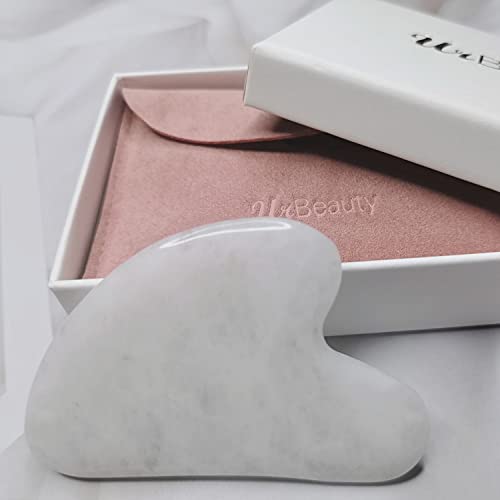 Gua Sha Jade Facial Tool, Grade A Natural Stone Guasha for Face Body SPA Acup...