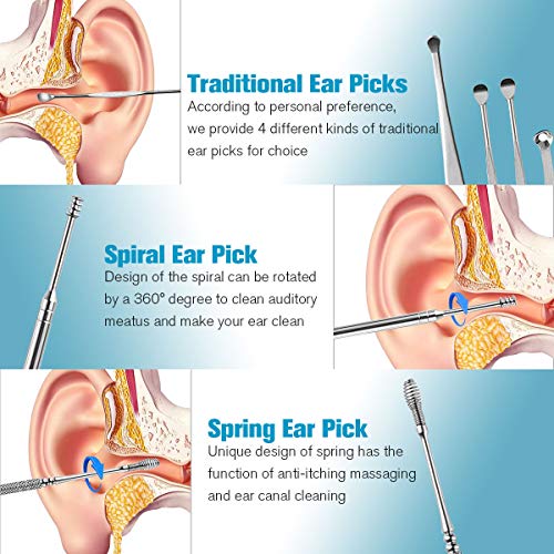 8 Pcs Ear Wax Removal Kit,Ear Pick Earwax Remover Tool Professional Ear Spoon...