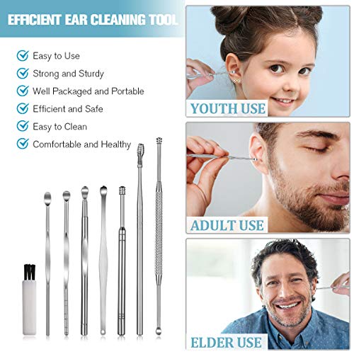 8 Pcs Ear Wax Removal Kit,Ear Pick Earwax Remover Tool Professional Ear Spoon...